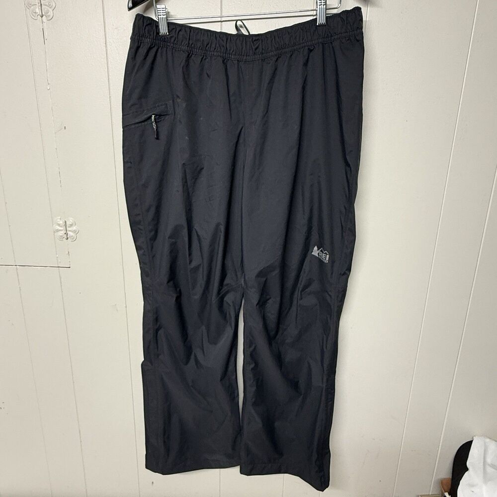 REI Co-op Essential Rain Pants  Waterproof Hiking Black Men L GUC *